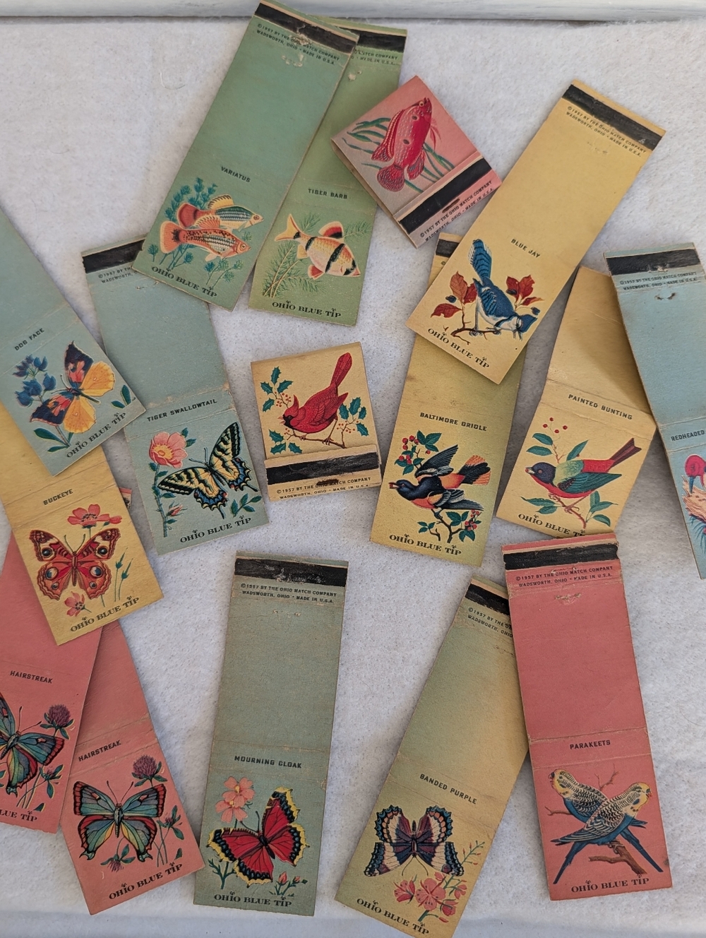 Vintage Fish,Bird & Butterfly Decorative Matchbook Lot Of 16